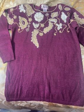 Vintage 80s Jacklyn Smith Embellished Sparkling Sweater M/L